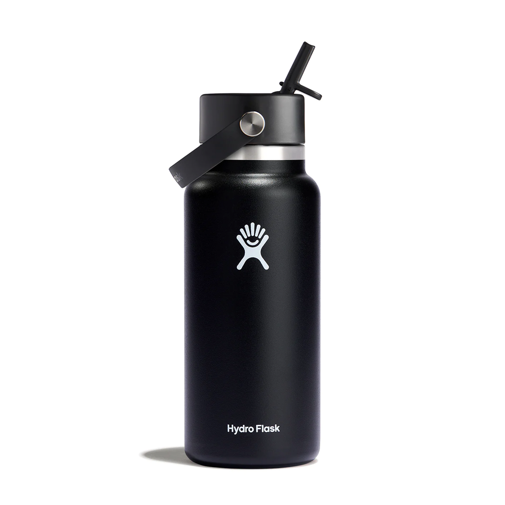 Hydro Flask Wide Mouth 946ml Drink Bottle with Flex Straw Cap - Black