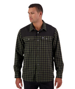 Swanndri Men's Marton Stormshield Longsleeve Shirt (Dark Olive/Black)