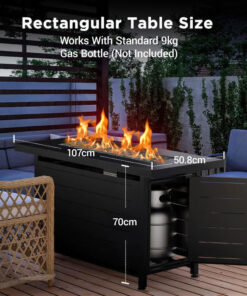 Alternative view of Steel Gas Fire Table (107cm x 51cm)